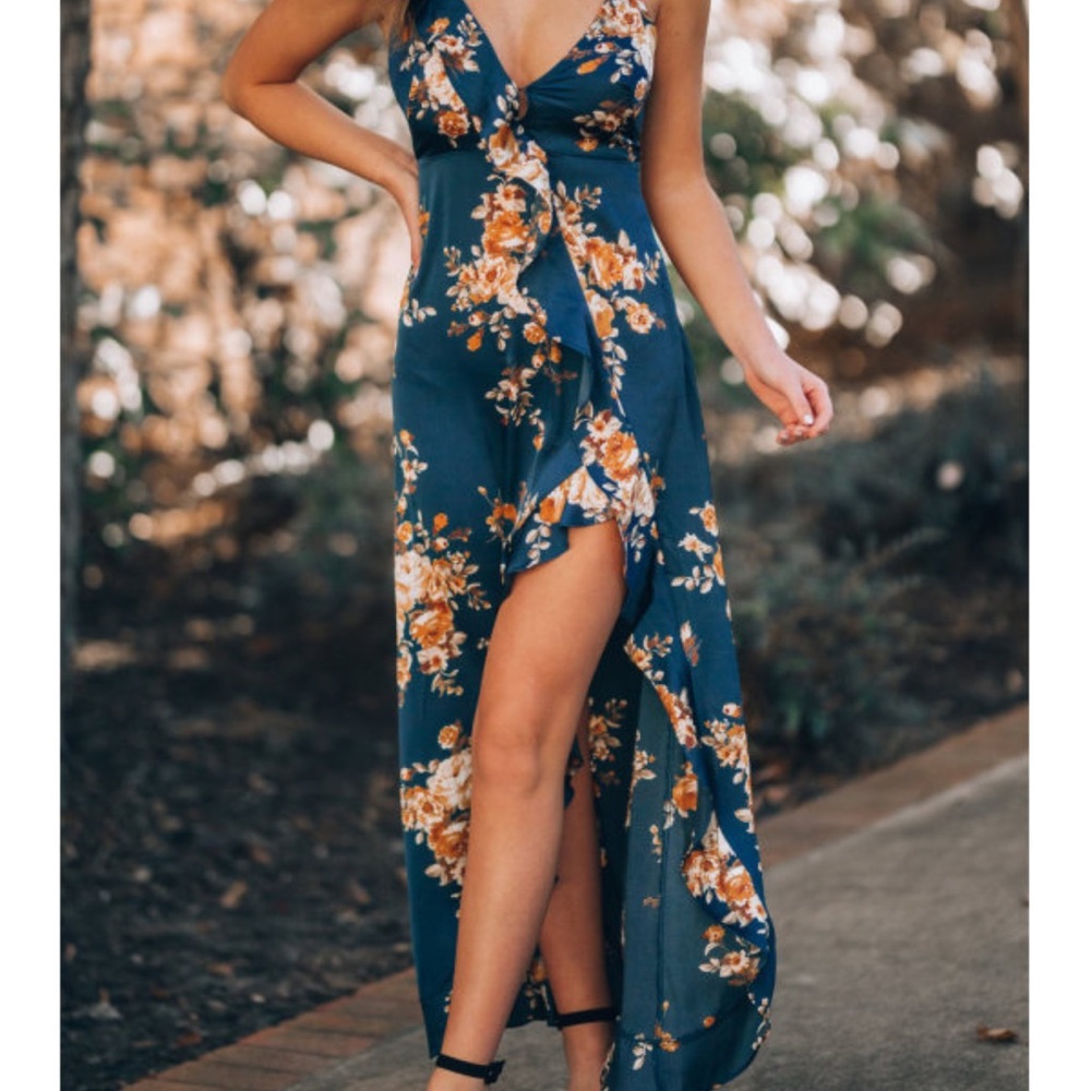 Green floral dress
